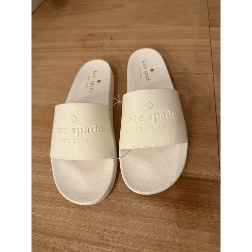 Kate Spade New York White Logo Slide Sandals‎ Size 11 Women's